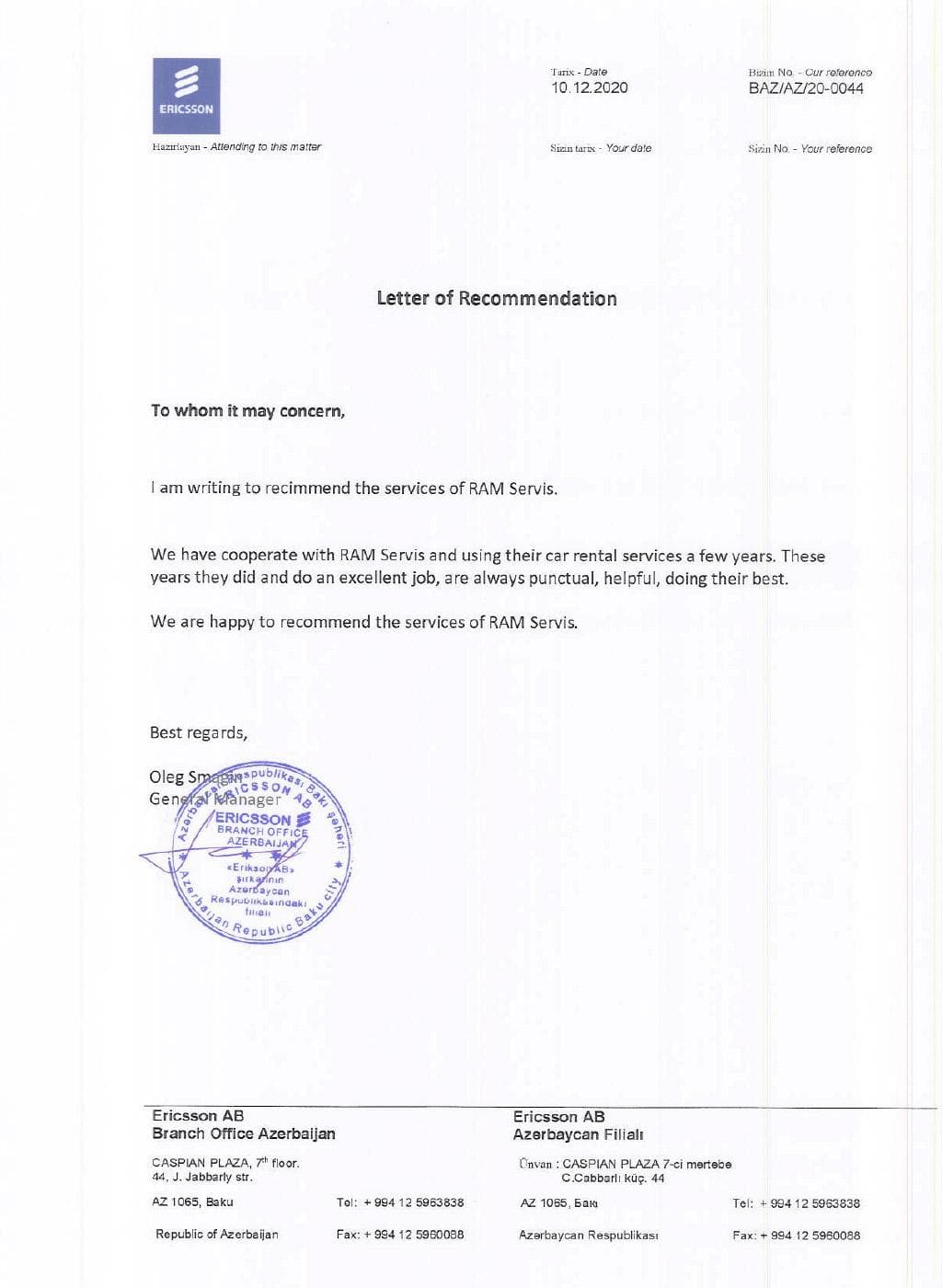 Müştəri Xidmətləri Keyfiyyət Sertifikatı